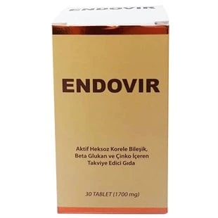 Endovir Aktif Heksoz Korele Bileşik Betaglukoan ve Çinko İçeren Takviye Edici Gıda 1700 mg 30 Tablet ürün görseli