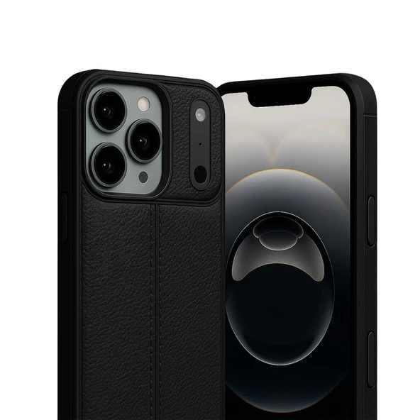 iPhone 17 Pro Max Kılıf Focus Deri Desen Silikon Arka Kapak - 3