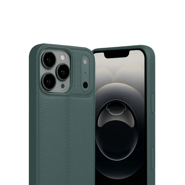 iPhone 17 Pro Max Kılıf Focus Deri Desen Silikon Arka Kapak - 6