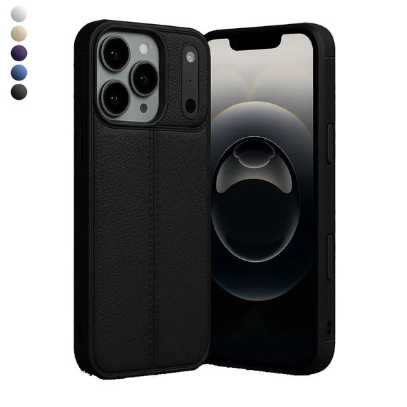 iPhone 17 Pro Max Kılıf Focus Deri Desen Silikon Arka Kapak - 1