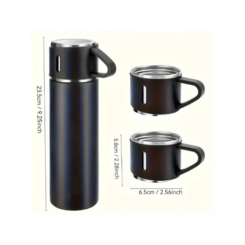 500 ml Vacuum Termos Paslanmaz Çelik 500 ml Sıcak-soğuk Termos Seti 3 Bardaklı mavi - 5