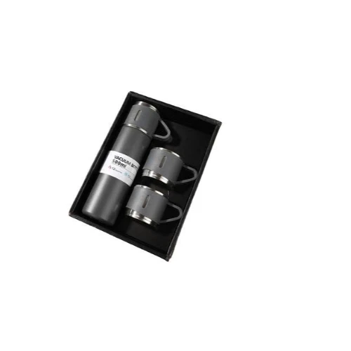 Vacuum Termos Paslanmaz Çelik 500 ml Sıcak-soğuk Termos Seti 3 Bardaklı granit gri - 2