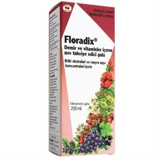Floradix Demir ve Vitaminler İçeren Sıvı Glutensiz Takviye Edici Gıda 250 ml ürün görseli