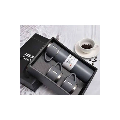 Vacuum Termos Paslanmaz Çelik 500 ml Sıcak-soğuk Termos Seti 3 Bardaklı granit gri - 1