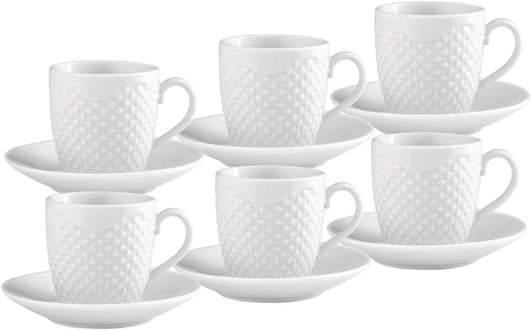 Emsan Kuzguncuk 6 Kişilik 12 Parça Kahve Fincan Takımı, 90 ml - 2