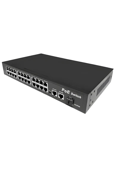 Anunnaki 10324KE 24 Port PoE Switch | 400W | 2GE Gigabit Uplink +1SFP | 250m Extend IP Kamera Uyumlu ürün görseli 1
