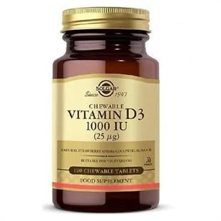 Solgar Vitamin D3 Cheaweble 1000 IU 100 Tablet ürün görseli