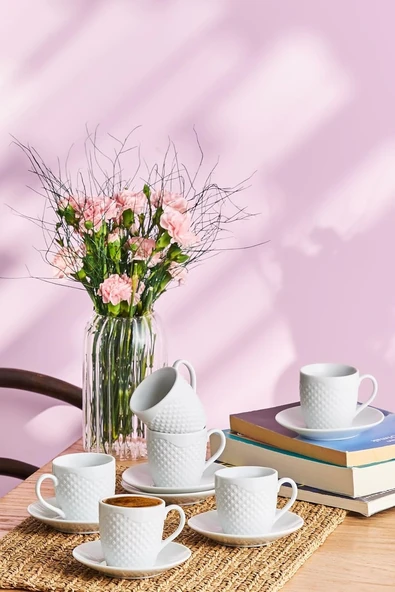 Emsan Kuzguncuk 6 Kişilik 12 Parça Kahve Fincan Takımı, 90 ml