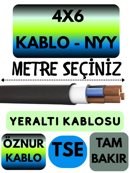 Öznur 4X6 NYY (Yeraltı Kablosu) Metre Seçenekli ürün görseli 1