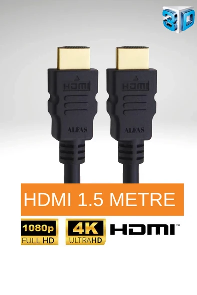 Alfas 1.5 Metre HDMI Kablo | Altın Uçlu | 4K Ultra HD 60Hz Full HD V1.4 3D Destekli 1.5m Hdmi Kablo - Resim 2