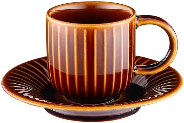 Emsan İstanbul Porselen Lev 6'lı Kahve Fincan Takımı Kahverengi - Resim 3