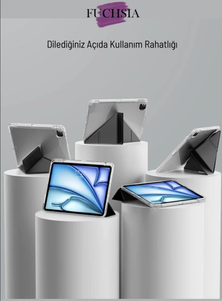iPad A16 11. Nesil A16 2025 Uyumlu Tri Folding Tablet Kılıfı + Avuç İçi Algılamayan Tablet Kalemi - Resim 11