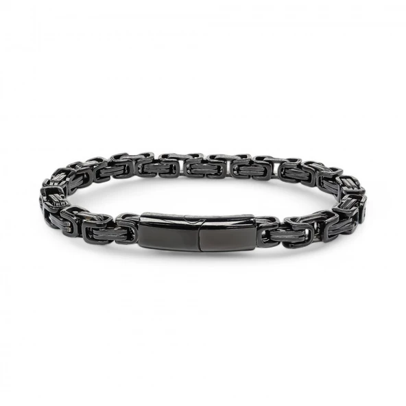 Kilit Mekanizmalı Siyah Kral Zincir Bileklik 6Mm 3183CZB1D93 ürün görseli 1