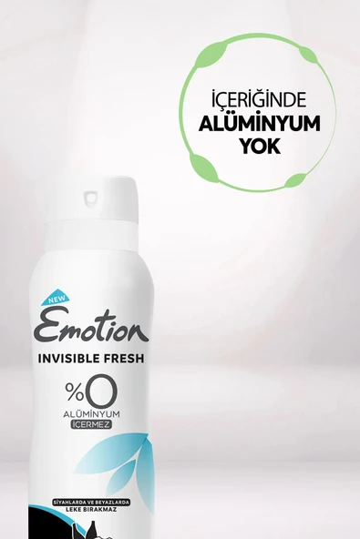 3 Adet Emotion Invisible Fresh Black & White Kadın Deodorant 150ml Vegan, Leke Bırakmaz - Resim 5