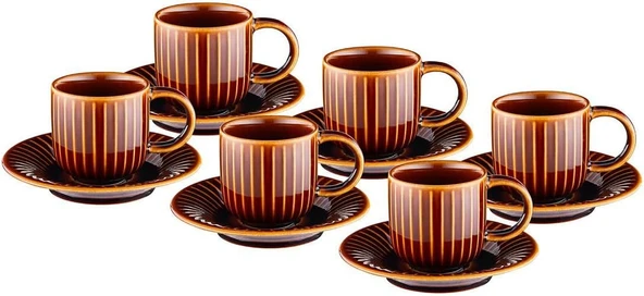 Emsan İstanbul Porselen Lev 6'lı Kahve Fincan Takımı Kahverengi ürün görseli