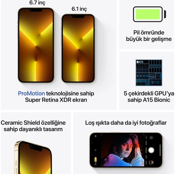 Apple iPhone 13 Pro 128 GB Altın (Apple Türkiye Garantili) - 7