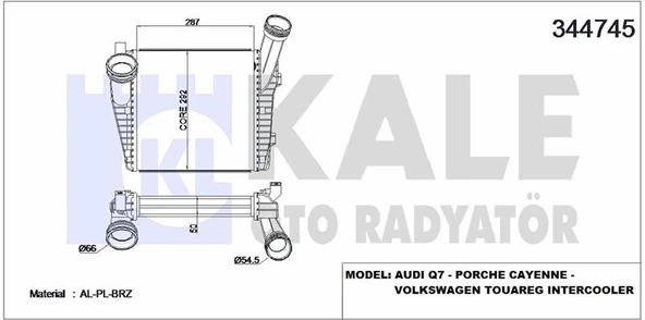 Vag Turbo Radyatoru Touareg 2,5tdi 3,0 V6 Tdi Cjma Cnrb 03>10> Q7 3,0tdi 06>15 Cayenne 3,0d 10> - Kale 344745 ürün görseli