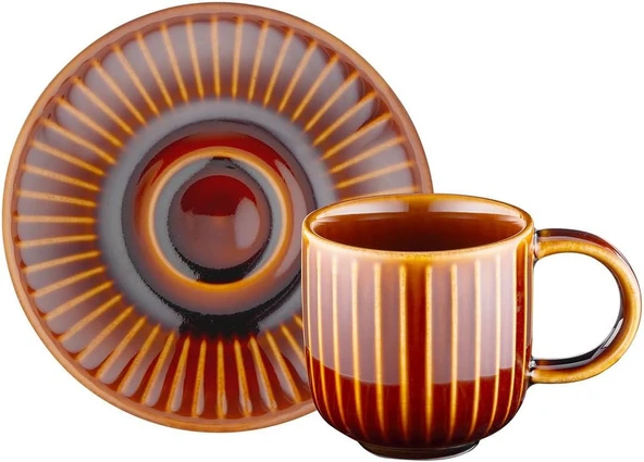 Emsan İstanbul Porselen Lev 6'lı Kahve Fincan Takımı Kahverengi - Resim 2