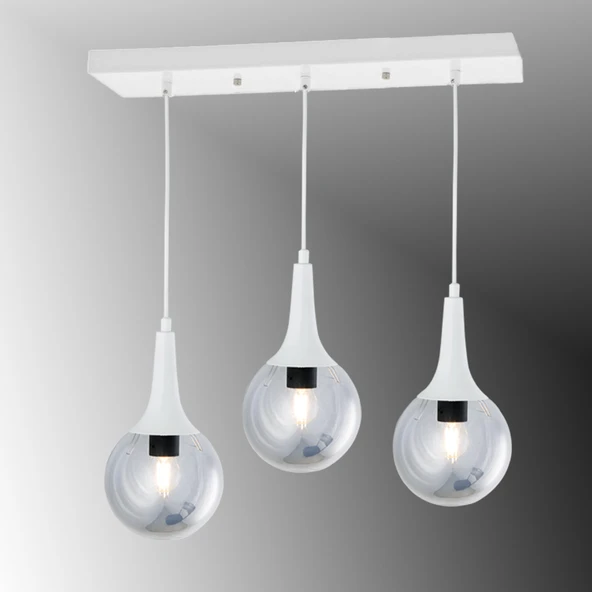 TT601-3S-FULLBY TT Aydınlatma Mat Beyaz 3 lü Uzun Hunili Sıralı Avize ürün görseli 1