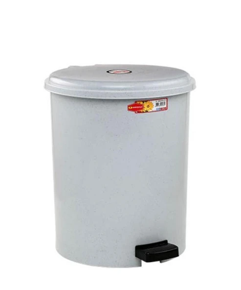 Omnipazar SY-4219 Gri Pedallı Yuvarlak Çöp Kovası İç Kovalı 40 Litre - 1