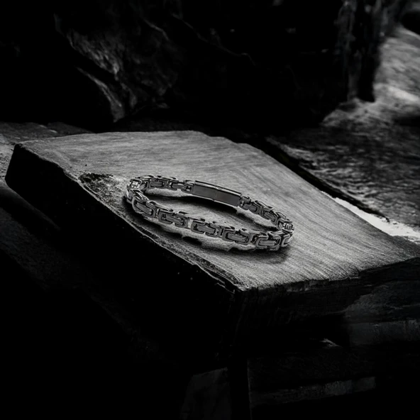 Kilit Mekanizmalı Siyah Kral Zincir Bileklik 6Mm 3183CZB1D93 - Resim 5