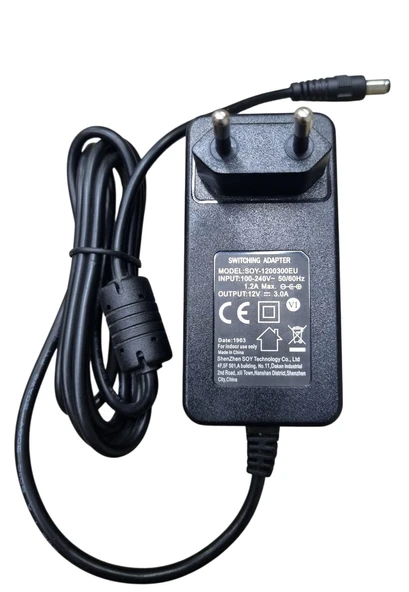 Switching Adapter 12 Volt 3.A 5.5x2.1 Uç Priz Tipi (
