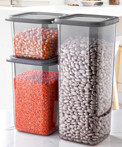 Omnipazar SY-2735 Fresca Kare Erzak Saklama Kabı Silikon Kapak 3'lü Set - 2