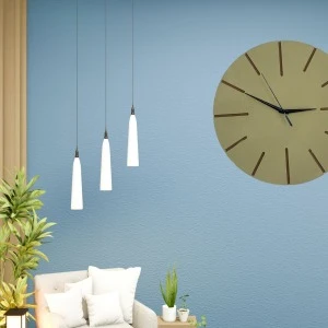 Ahşap Minimal Dekoratif Duvar Saati - 33x33 Cm Açık Sarı ürün görseli 1