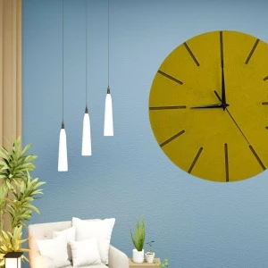 Ahşap Minimal Dekoratif Duvar Saati - 33x33 Cm Hardal ürün görseli 1