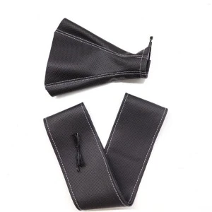 Tüm Araçlara Uyumlu Direksiyon Kılıfı Ve Vites Körüğü Siyah Vinil Gri ürün görseli