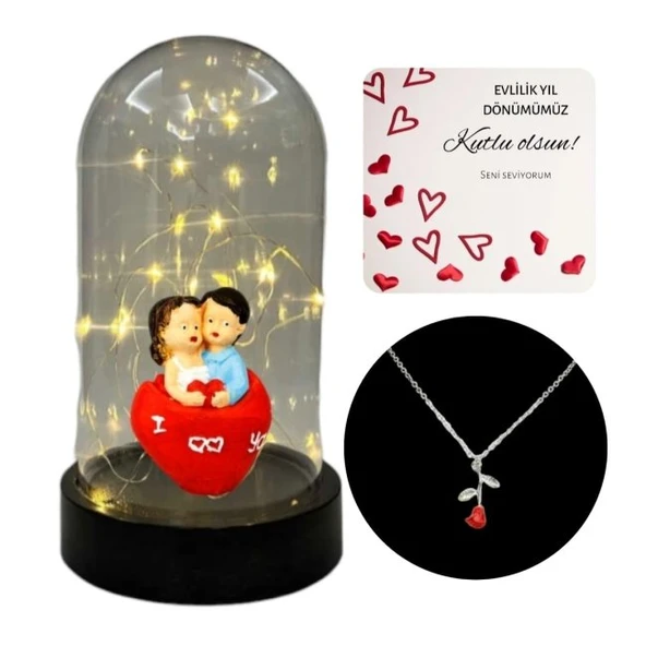 Fanus Teraryum Sevgili Ellerinde Kalp Kolye Hediyeli - 3