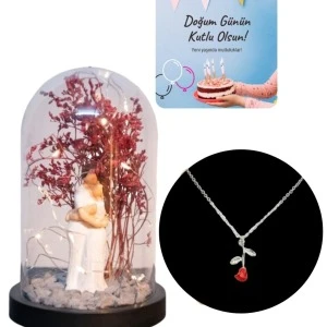 Fanus Teraryum Sarılan Çift Ağaçlı Kolye Hediyeli