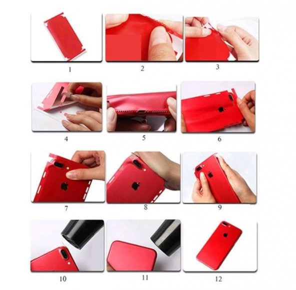 Apple iPhone 8 Plus Renkli Arka ve Yan Koruma Jelatin Sticker Kaplama Film - 11