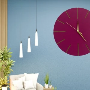 Ahşap Minimal Dekoratif Duvar Saati - 33x33 Cm Fuşya ürün görseli 1