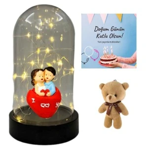 Fanus Teraryum Sevgili Ellerinde Kalp Mini Ayıcıklı ürün görseli