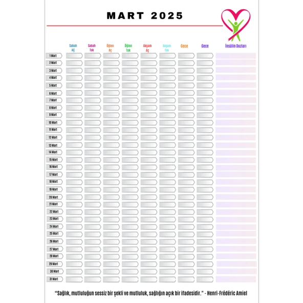 Diyabet Kan Şekeri Takip Çizelgesi Defteri A Kalite Özel Tasarım 12 Aylık 2025 - Resim 4