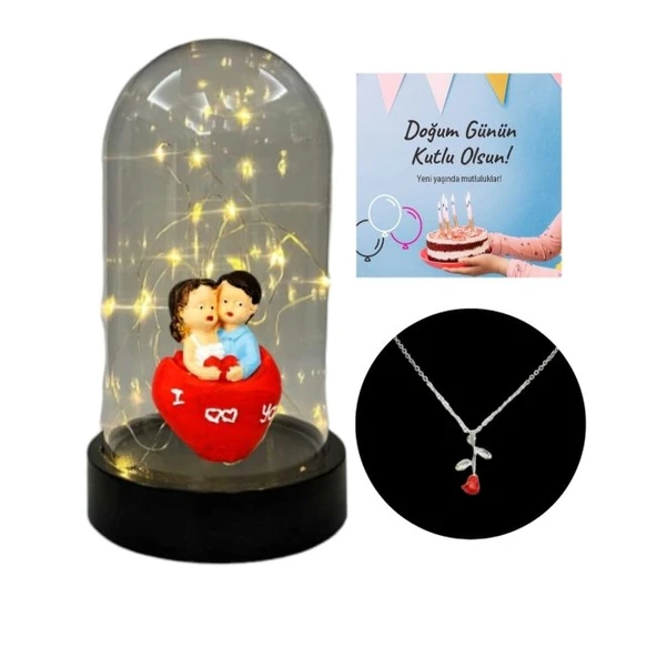 Fanus Teraryum Sevgili Ellerinde Kalp Kolye Hediyeli - 2