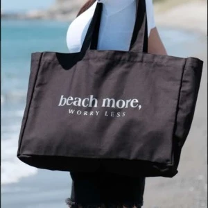 Kanvas Plaj Çanta & Tote Omuz Çanta Siyah ürün görseli