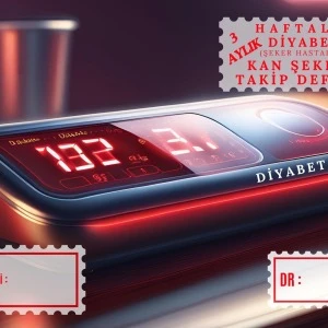 Diyabet Ölçüm Takip Çizelgesi Defteri A Kalite Özel Tasarım 3 Aylık A5 Kırmızı ürün görseli