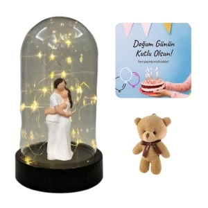 Fanus Teraryum Sarılan Çift Mini Ayıcıklı ürün görseli