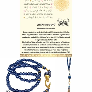 Namaz Tesbihi Vavlı 99'lu Cam İncili Amenerrasulü Dua Kartı İle Lacivert Renk Hediyelik - 1