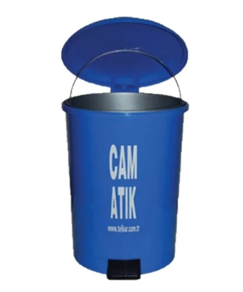Omnipazar SY-4219 Mavi Cam Atık Kovası Pedallı Yuvarlak İç Kovalı 40 Lt - 3