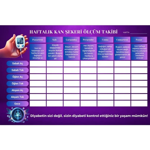 Diyabet Ölçüm Takip Çizelgesi Defteri A Kalite Özel Tasarım 3 Aylık A5 - Resim 3
