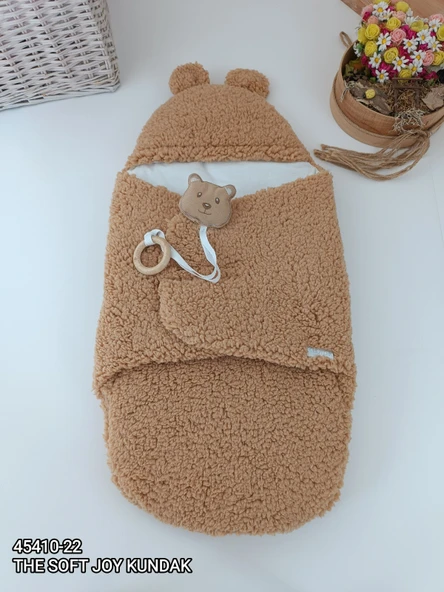 Yenidoğan Kulaklı Şapkalı Açılır Kucaklı Cırt Kapamalı Bebek Battaniyesi Kundak ürün görseli