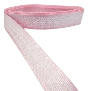 Tafta Dantel Görünümlü Kurdele Pembe 25 Mm 2 Metre - 1