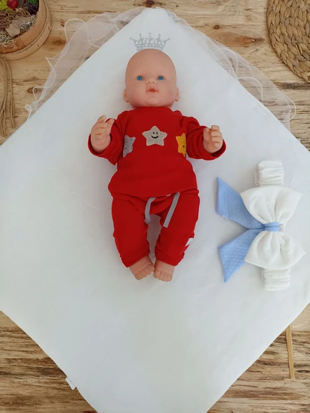 Yenidoğan Bal Peteği My Prince Taç Nakışlı Delüks Kundak Bebek Battaniyesi - Resim 4