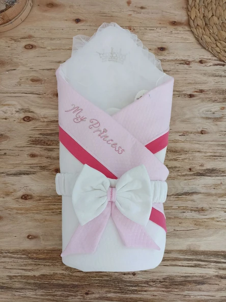 Yenidoğan Bal Peteği My Prince Taç Nakışlı Delüks Kundak Bebek Battaniyesi ürün görseli