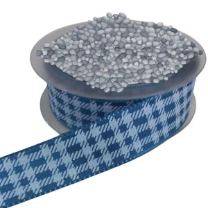 Tafta Ekoseli Kurdele 25 Mm İndigo 2 Metre - 1