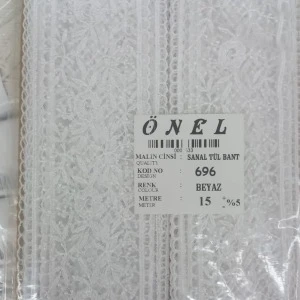 Dantel Polyester Sanal Tül Bant Beyaz 15 Metre En 6 Cm On-696-b ürün görseli 1