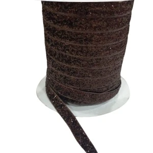 Kadife Kurdele Simli 1 Cm Kahverengi 2 Metre ürün görseli 1